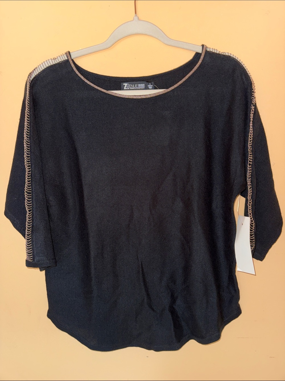 7th Avenue New York & Co Black Scoop Neck Lightweight Sweater Size S
